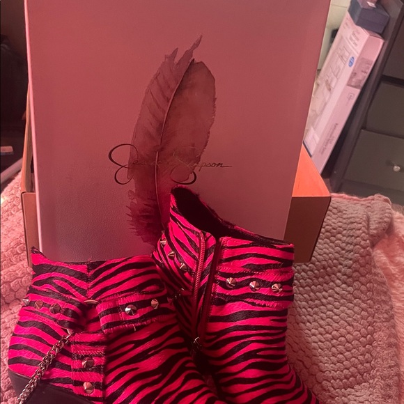 Jessica London Fuchsia Zebra Ankle Boots - Picture 3 of 3